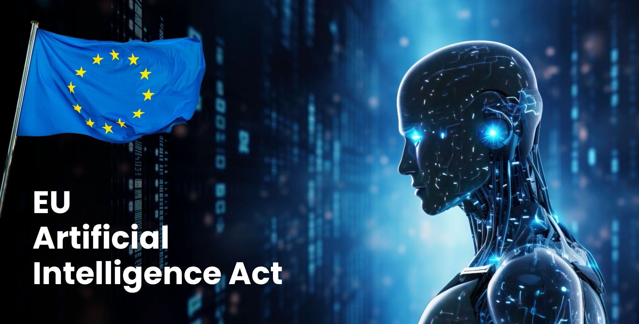 EU AI Act: Symbolische Darstellung von Künstlicher Intelligenz, Regulierung und neuen gesetzlichen Anforderungen für Unternehmen